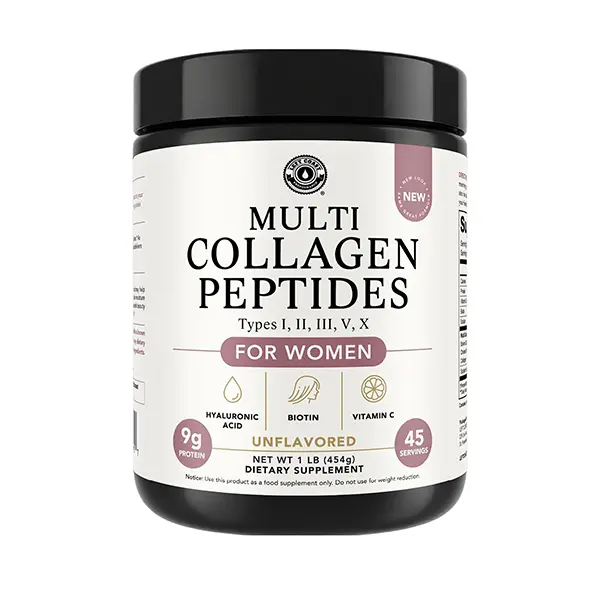 Multi Collagen Peptides Powder, Hydrolyzed Types I, II, III, V & X Collagen Protein with Hyaluronic Acid, Biotin & Vitamin C, Supports Skin, Hair, Nails, Joints & Gut Health, Keto, Non-GMO