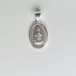 Medalla de la Virgen Milagrosa Plata Mexicana 925 Pendant for Religious Jewelry