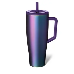 30/40oz Stainless Steel Straw Cup with Handle and Straw, Leak-Proof Insulated Cup, Car Cup Holder Design, Model Xinghao