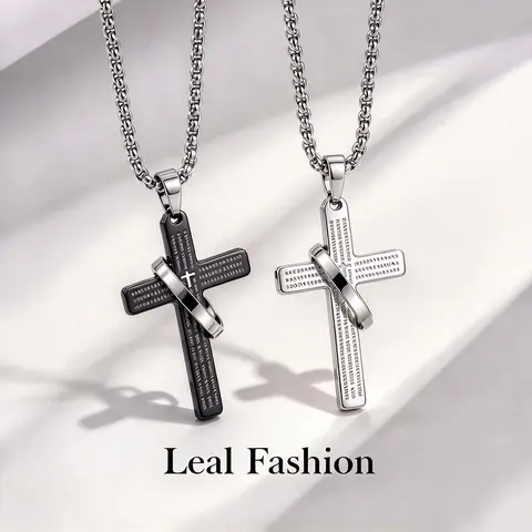 Spanish Scripture Cross Necklace Prayer and Faith Design Accessory Gift for Women and Men（Collar con cruz y versículo bíblico en español, diseño de oración y fe. Accesorio de regalo para mujeres y hombres.）