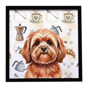 Carolines Treasures WDK7504MFP88 8 x 8 in. Red Lhasa Apso Coffee Bar Framed Metal Print