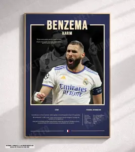Benzema Karim - Print Poster Unframed Football Soccer Stats Bio Wall Art