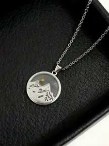 Faithful Timeless Elegant Round Mustard Seed Mountain Peak Alloy Pendant Necklace - Inspirational Faith & Mountain Design for Daily Wear, Church, Baptism & Perfect Gifts for Christian Believers