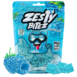 Zesty Snackz Berry Blue Mini Sour Bites Candy 4.2oz – Blue Raspberry Chewy Sour Candy