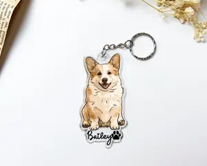 Personalized Pet Portrait Keychain: Custom Dog Photo Acrylic Keychain