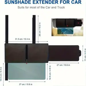 1 PCS Polarized Double Filter Car Sun Visor, Automotive Interior Accessory with Zipper Slider, Extension, Side Sunshade, Anti-Glare Tool for Safe Driving, Ideal for Cars, Car Windshield Sunshade, Uv Protective Sunshade
