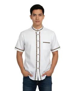 Premium Quality Mens Guayabera Embroidery Shirts White Trim  BSM08A