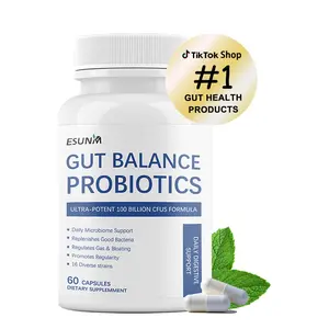 ESUNM Gut Balance Probiotics 100 Billion CFU 16 Strains for Digestive Support & Gut Health Organic Prebiotics 30 Capsules for Men & Women