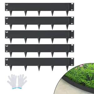 【SummerFinds】VEVOR Steel Landscape Edging, 5-Pack Steel Garden Edging Borders, 39" L x 4" H Strips, Hammer-in Edging Border, Bendable Metal Landscape Edging for Yard, Garden, Lawn, 3.15" Spike Height, Black