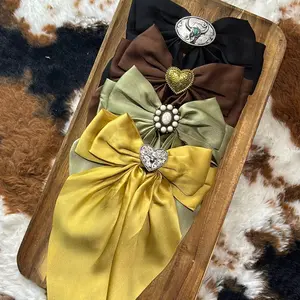 Western Coquette Hair Bows with Elegant Heart and Pearl Accents for Stylish Outfits Bowknot Charms Ideal for Special Events and Everyday Wear