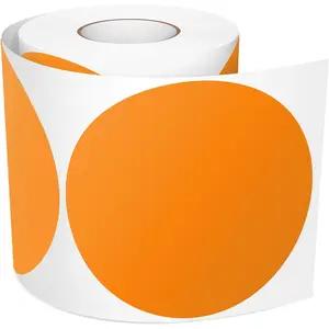 4 Inch Orange Circle Stickers Roll 300 count Vinyl Floor Line up Dots Self-Adhesive Round Color Coding Labels Removable Writable  for Classroom School Warehouse Business Office