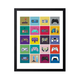 Retro Gaming Controller Evolution Poster - Geeky Art Print For Gamers - Vintage Consoles & Controllers Wall Decor