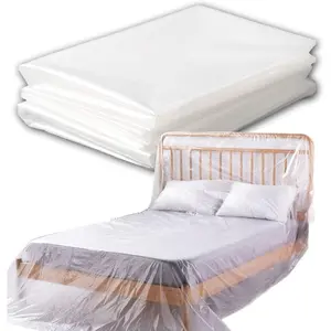 6 Pack Drop Cloth Plastic Sheeting, 9 x 12 FT Heavy Duty Painters Tarp, Waterproof Dustproof Furniture and Floor Protection Cover, Tear-Resistant Plastic for Painting and Renovation