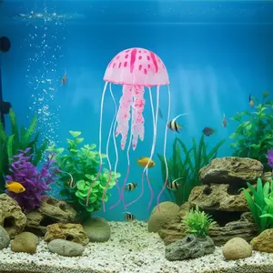 Glowing Jellyfish Aquarium Decor Self Floating Swimming Ornaments Night Luminescent Underwater Motion Effect for Fish Tank Creative Dynamic Sea Life Decoration