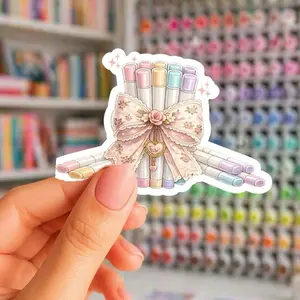 Coquette Bow Pastel Marker Bundle sticker | Kiss-Cut Sticker