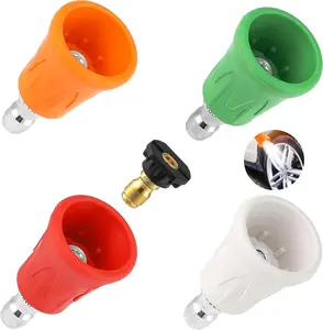 【fathersdaygift】Pressure Washer Nozzle Guard, Stainless Steel High Power Washer Tips Set with Upgraded Rubber Protector Cover, 5Pcs Pressure Washing Holder with 1/4" Quick Connect, Orifice 3.0