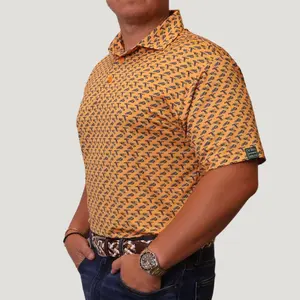 Acres Down South Men's Graphic Shortsleeve Performance Polo Shirt - Duck Print Athletic Top, Polyester-Spandex Stretch Fabric, Breathable, Outdoor-Friendly