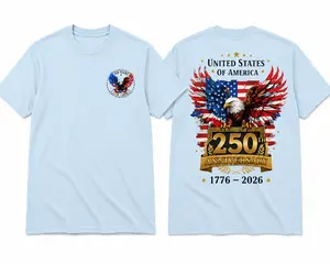 250th Anniversary Eagle Shirt, United States of America 1776-2026 Patriotic Bald Eagle Flag Graphic Tee,  1776-2026 American Flag Wings Patriotic Anniversary Vintage Graphic Unisex Fit Tee