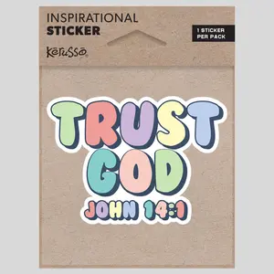 Kerusso "Trust God" Sticker, 1 Sticker for Bike, Daily Reminder Decal, Available in 3.25" x 2.3125" and 4.125" x 5.5" Sizes for DIY Scrapbooking & Stamping