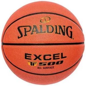 Spalding 29.5 in. Standard Size Excel Basketball, Orange, Faux Leather Performance Cover, All-Surface Grip, Deep Channels, Indoor-Outdoor Use