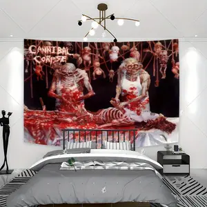 1pc Large 60"x51" (130x152cm) Cannibal Corpse Death Metal Band Logo Tapestry Poster - Iconic Album Art with Members, Heavy Metal Music Fan Gift, Dorm & Wall Decor, Deathcore Tapestry, Death Metal Posters, Death Metal Flag, Heavy Metal Posters, Heavy Metal