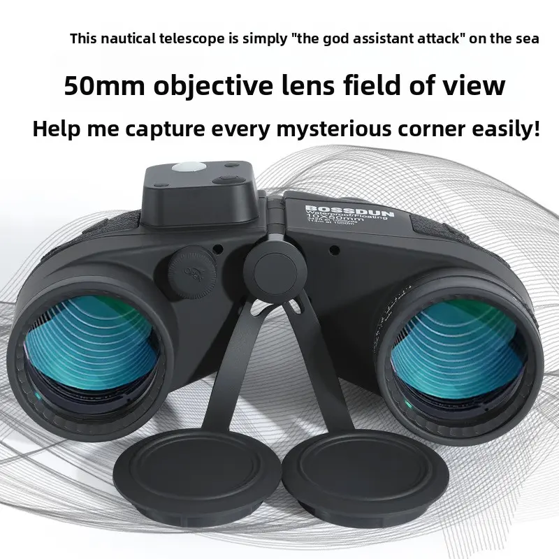 2025 new 10X50 binoculars high definition low light night vision outdoor photo nautical compass telescope