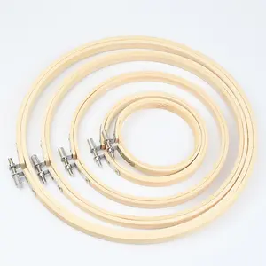5 Sizes Bamboo Round Embroidery Hoop, 5pcs/set Adjustable Bamboo Circle Cross Stitch Hoop, Embroidery Frame for Sewing, Needlework, DIY Embroidery Craft, Home Decoration Supplies, Cross Stitch Kit