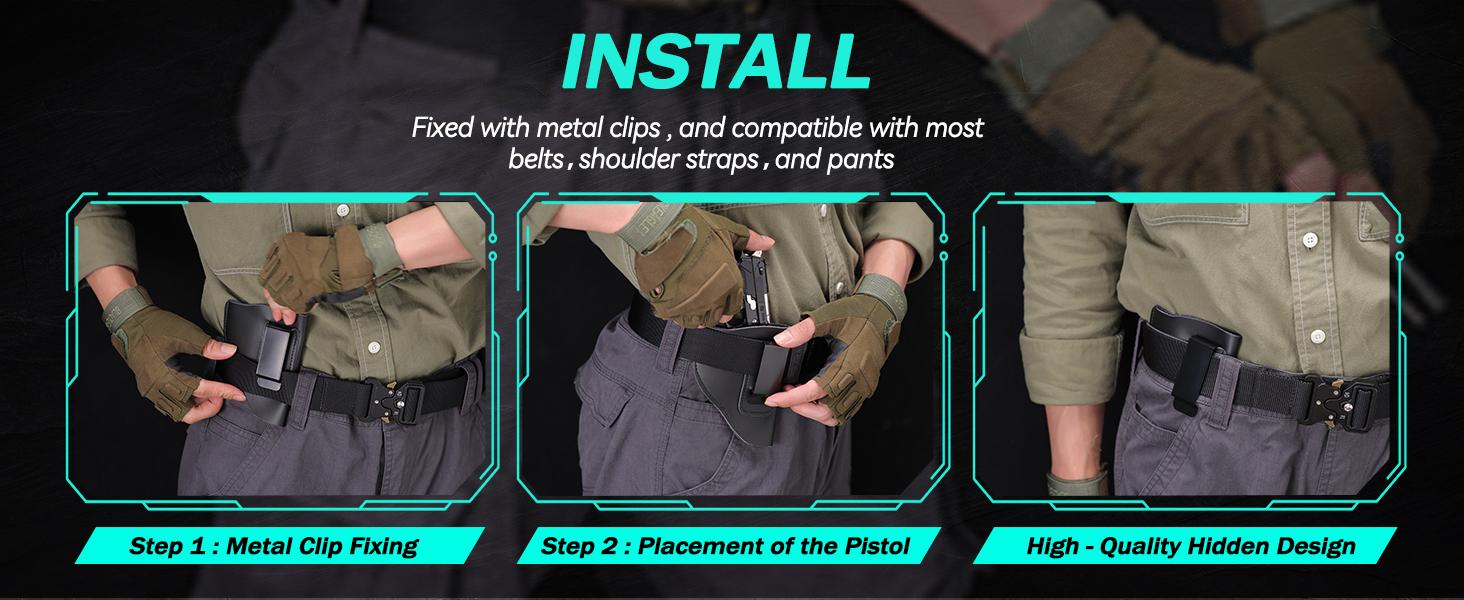 IWB Gun Holster Universal Right Hand Hunting Leather Pistol Holster Fit for Most J Frame Revolvers 38 Special Type Guns