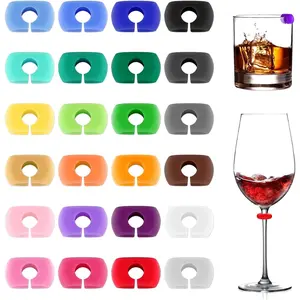 24PCS Wine Glass Charms, Drink Markers Tags, Silicone Wine Charms for Stem Glasses, Multicolored Drink Identifiers Tags for Cup, Beer Bottle, Mug, Jar, Cocktail Glass Bar Weddings Birthday Party