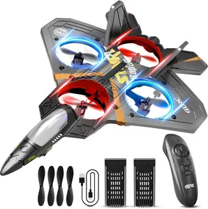 4DRC V17 Foam Remote Control Airplanes Rc Planes for Kids Adults 4-7 8-16, Remote Control Planes Fighter Jet with Light, 360° Flip Fighter Jet Toy, Gravity Sensing, Stunt Roll, Gifts for Kids Boys Sky Octopus Kite Turbo