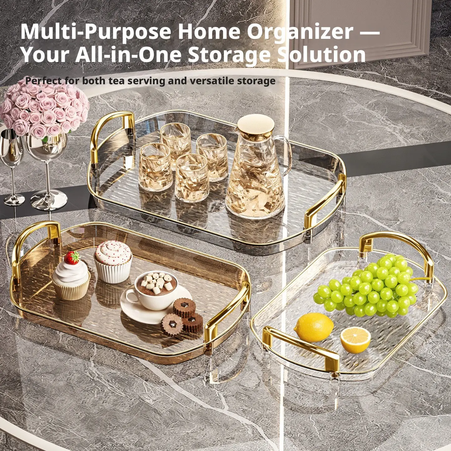 Upgrade your home with these elegant aesthetic serving trays, Round Plates, for tea time and daily organization