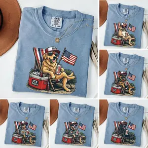 Comfort Colors 50+ Dog Funny 4th of July Shirt, Golden Retriever Drinking Diet Coke Shirt, Patriotic Dogs Shirt, Diet Coke Lover Dog Shirt, Dachshund 4th Of July Shirt