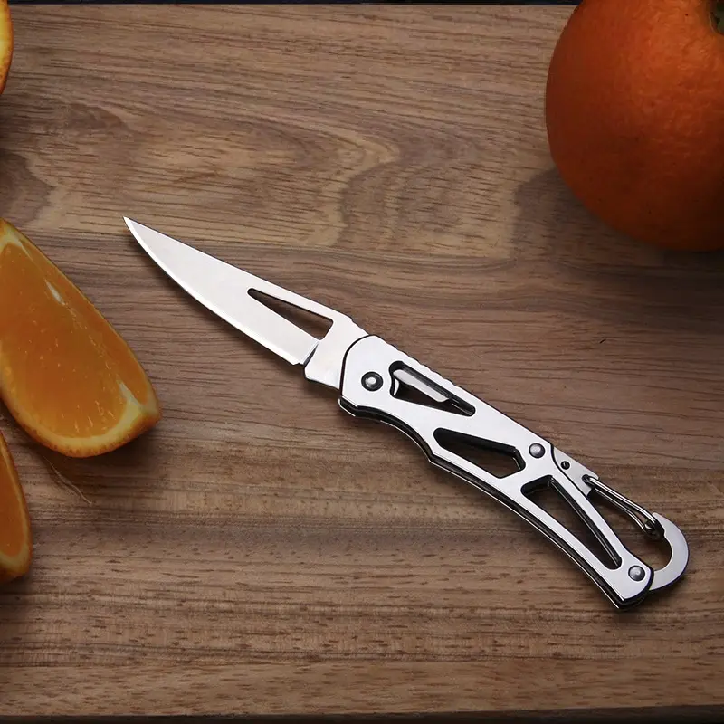 Silver Color Folding Knife, Outdoor Camping Survival Tool, Camping Gear, Stainless Steel Portable Pocket Knife with Handmade Braided Lanyard, Folding Pocket Knives, Portable Multipurpose Knives, Outdoor Survival Supplies