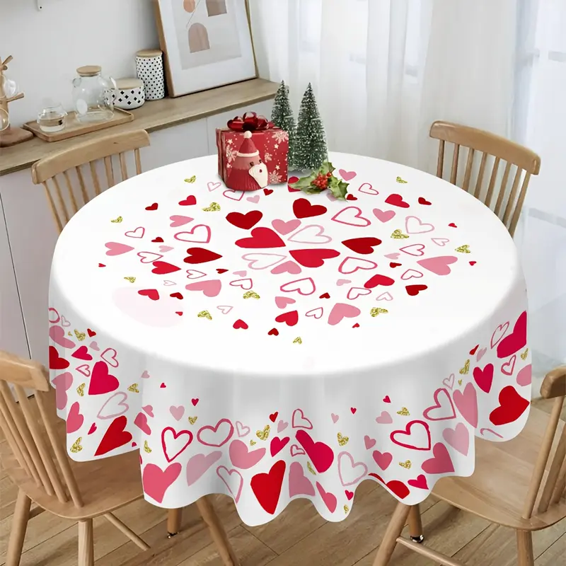 Charming Pink Love Heart Tablecloth for Valentine's Day - 60x84 Inches, Perfect for Parties, Picnics & Anniversaries