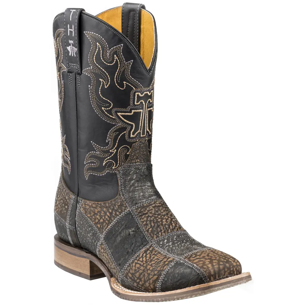 Tin Haul Mens No Bulls--T Embroidered Square Toe Pull On  Casual Boots Mid Calf - Black