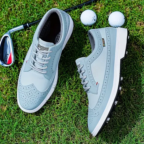 Men's Professional Golf Shoes - Athletic Golf Shoes with PU Fabric Upper, Synthetic Overlay, Rubber Outsole, Laces, Soft Insole for Walking, Training, Stable on Greens (Shared Match Set)