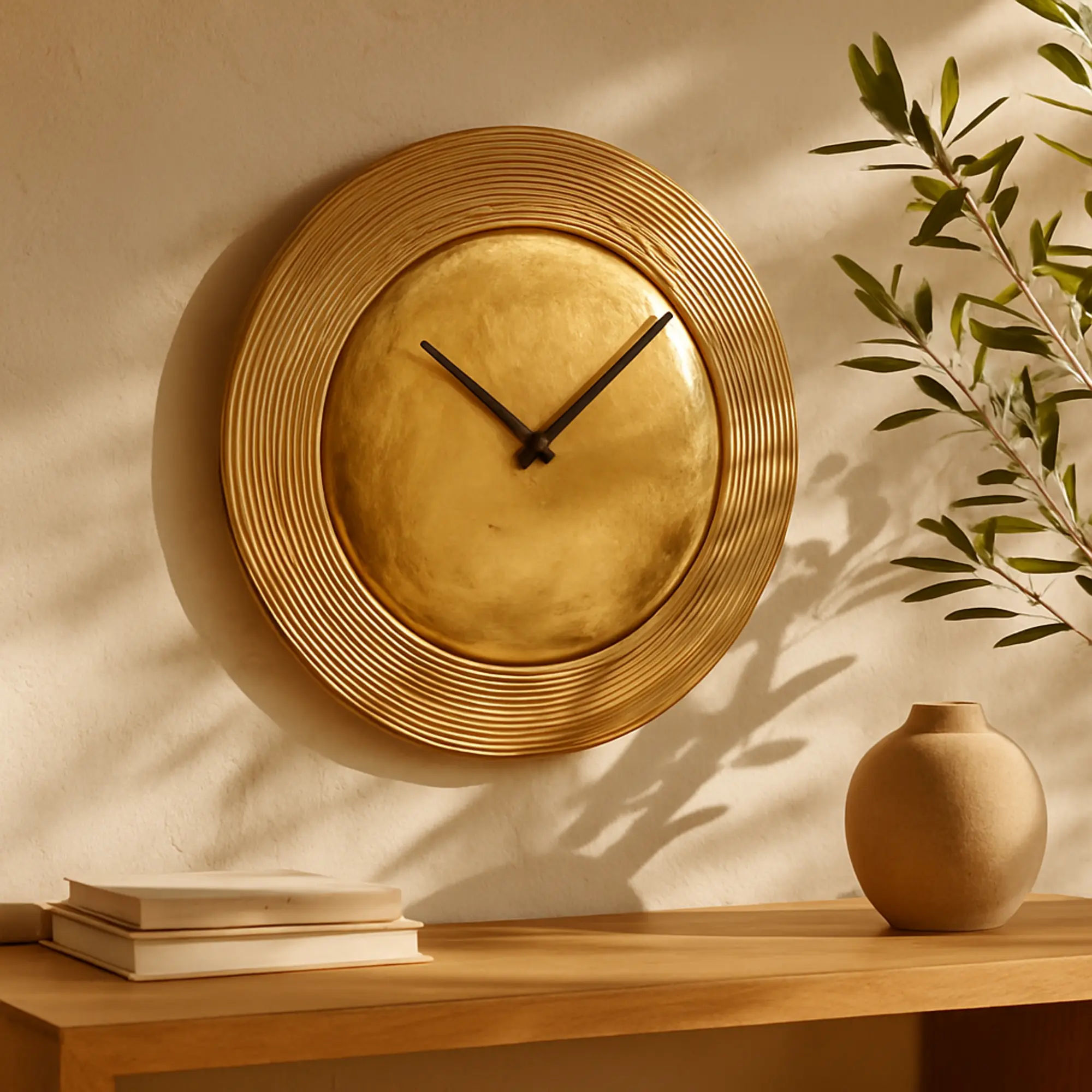 Round Reflective Aluminium Metal Decorative Wall Clock, Ideal for Kitchen Home Decor