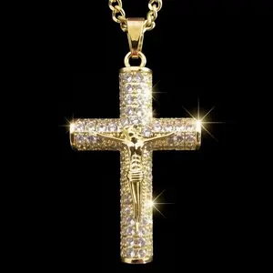 Sunselle 14k Gold-plated Cuban Figaro Chain with Jesus Christ Crucifix, Cross Necklace for Men and Women. Light luxury, Simple, Hip-hop fashion, Boujee gifts for women, Clavicular necklace Water Proof, Steetwear Cross, Vintage Aesthetic, No Tarnishing