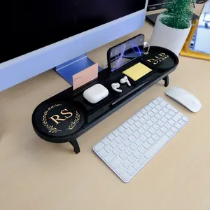 Custom Wooden Desk Organizer Personalized Wood Office Accessory Custom Tablet Phone Stand Docking Station Gift for Dad Birthday Anniversary