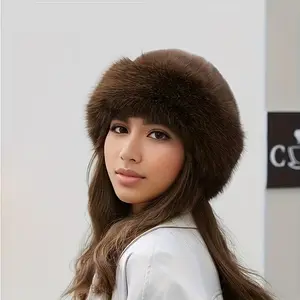 Elegant Women's Faux Fur Winter Hat, Warm Thick Mongolian Cap with Ear Protection, Fashion Simple Design, Elastic Fit, Outdoor Activities