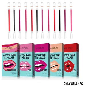 Sefudun Lipstick Stick, 20pcs Per Box, Individual Lipsticks, Disposable Cotton Swab Glossy Lip Gloss, Waterproof Non-Stick Cup, Portable Quick Makeup, Smoke Case Shape, Cotton Swab Lip Glaze, Cosmetic, Lip Essentials