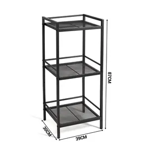 Garvee 3 Tier Ladder Shelf for Bathroom and Home Storage, Space-Saving Freestanding Rustic Organizer, Multifunctional Shelving Unit for Living Room, Bedroom, Kitchen, and Office in Black