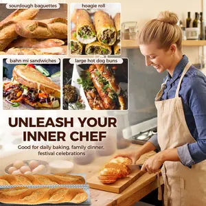 Baguette Bread Pan, Premium Nonstick Perforated French Bread Baking Pan, 2 Loaves Baguette Pan Tray for Sourdough, Italian Bread Baking, Perfect for Creating Crisp Golden-Brown Crust