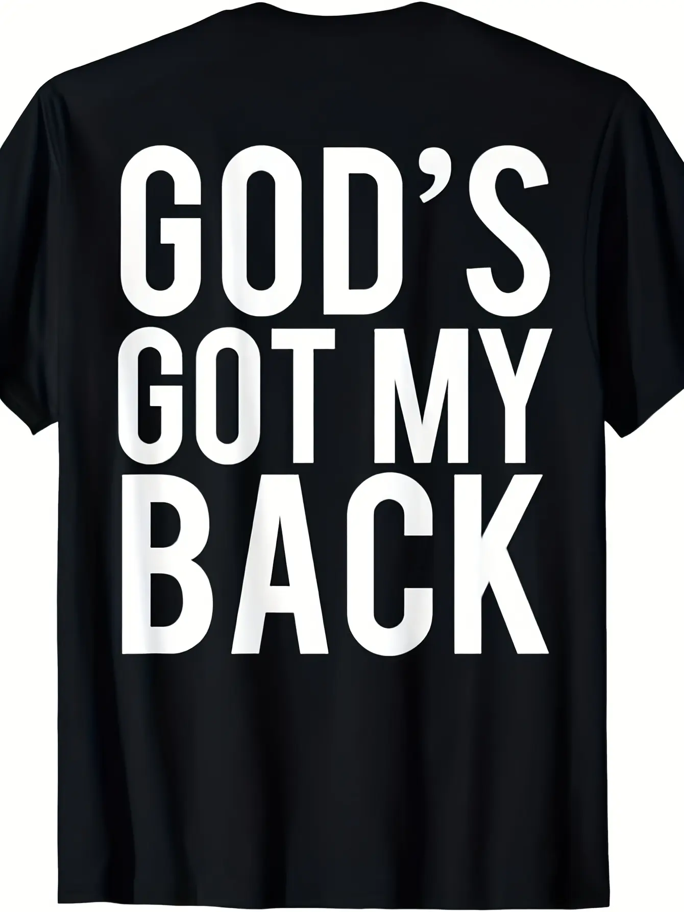 T-Shirt with 'God'S Got My Back' Design (Back Prin unisex soft cotton short sleeve t shirt, vintage graphic casual tee for men women teens, perfect birthday holiday gift for camping travel gym daily street  wear