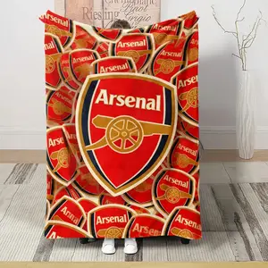 Arsenal Fan Exclusive Flannel Blanket, Team Logo Full Print Warm Cover, Multi-Use for Home Office, Football Collectible Item
