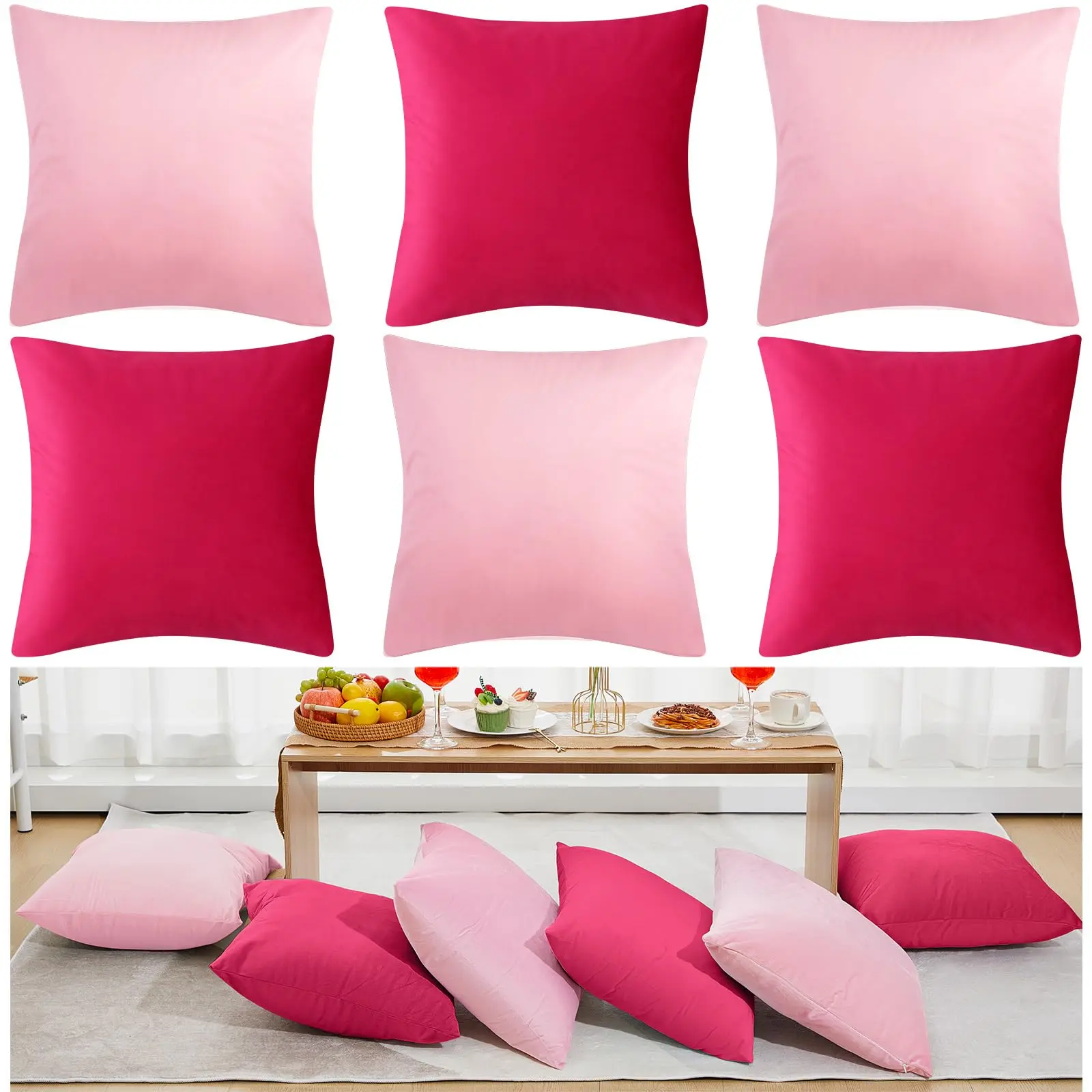 6Pcs Mother's Day Velvet Pillow Cases fit 18 x 18inch Throw Pillows, Soft Luxurious Pillow Covers Sofa Cushion Covers for Bedroom Living Room Home Decorations, No Inserts
