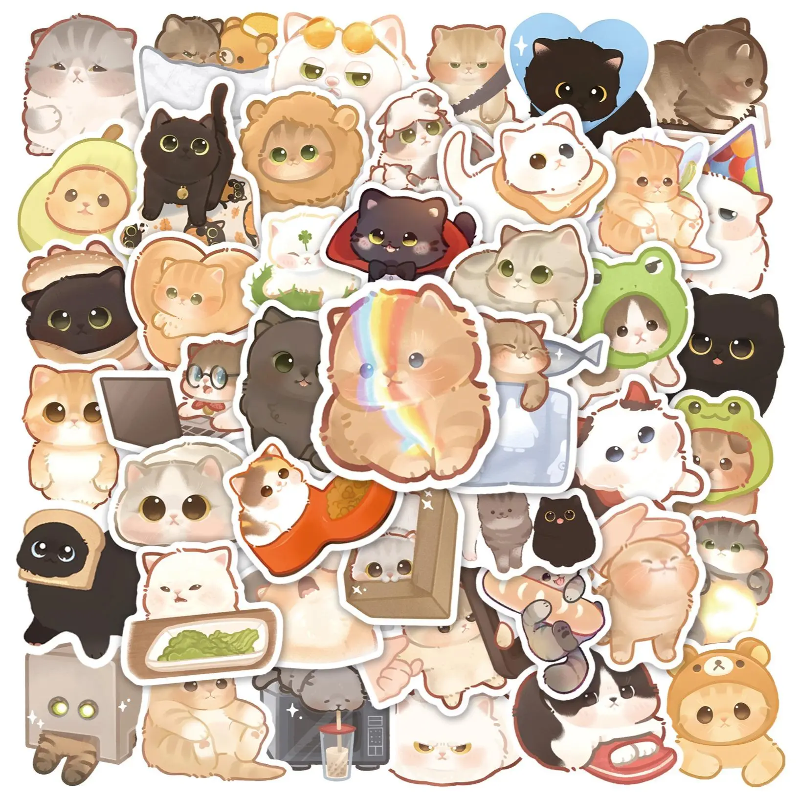 Cat Pattern Graffiti Waterproof Decoration Sticker, Self-adhesive Decorative Stickers, Creative Home Decoration Stickers For DIY Water Bottles & Laptops, Sticker Packs, Art Stickers, Reusable Sticker, Decal Sticker, Sticker Sheets, Sticker Set