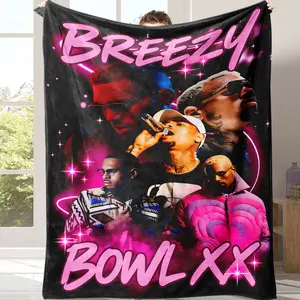 Trendy Cool Breezy Bowl Xx Flannel Blanket, Soft Warm HD Pattern, Bedroom Throw, Living Room Casual Rug, Room Decor Multi-Scene Use! It is an excellent gift for children, family and friends