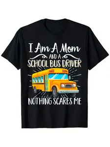 Vintage School Bus Driver T-Shirt: I Am Both a Mom And a School Bus Driver. This New Unisex Short-Sleeved Tee Is Casual And Comfy Made From Available in Sizes S to XXXL. It Features The Same Design for Both Men And Women Perfect for Summer