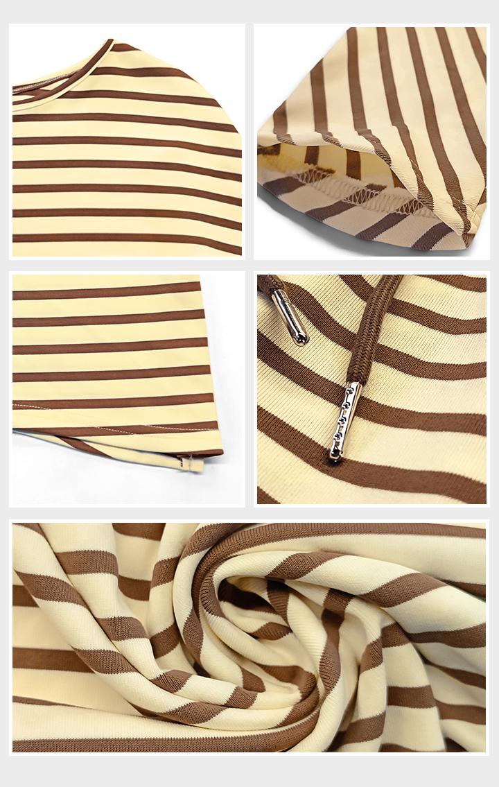 KatchMe Women's Versatile Sloping Shoulder Stripe Long Sleeve Top & Drawstring Waist Loose Trousers Co-ord, Comfort Basic Two Piece Outfits KatchMe Women's Versatile Sloping Shoulder Stripe Long Sleeve Top & Drawstring Waist Loose Trousers Co-ord, Comfort Basic Two Piece Outfits